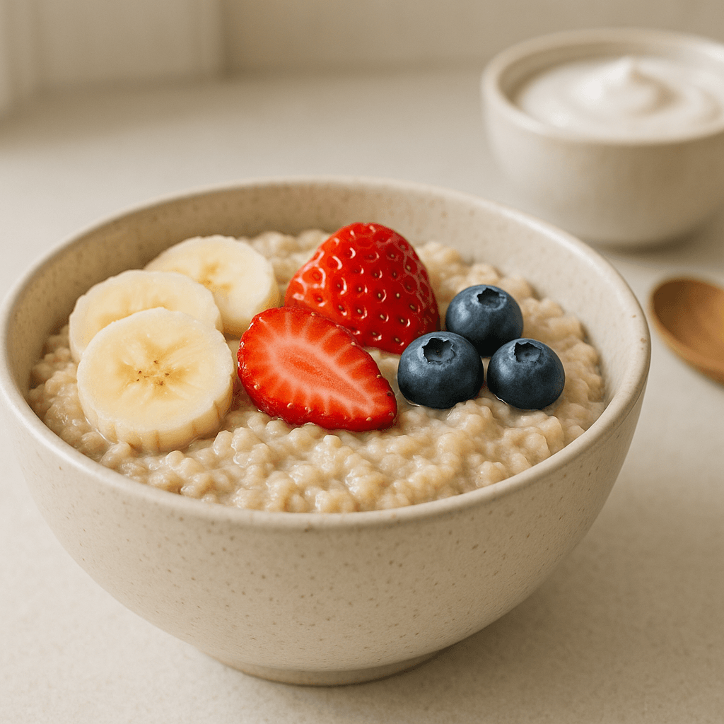Un porridge à base d’avoine et de fruit figure parmi les petits-déjeuners proposés dans ce menu.