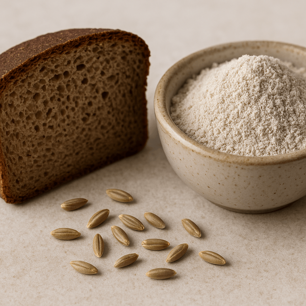 Le pain et la farine de seigle illustrent deux formes alimentaires de cette céréale contenant du gluten.